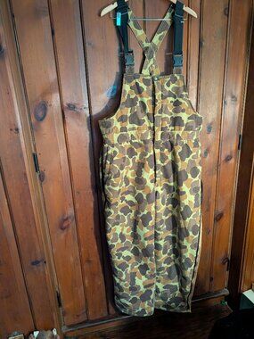 Gamehide Mens Duck Camo -Hunting Bib Overalls -Insulated -Brown/Tan -Size Lg
